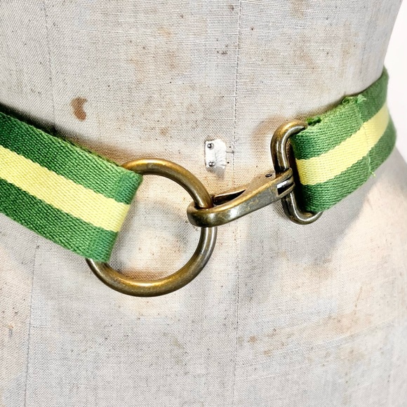 JCrew preppy cotton canvas belt stripe bronze d ring clasp unisex casual sporty - Picture 6 of 12